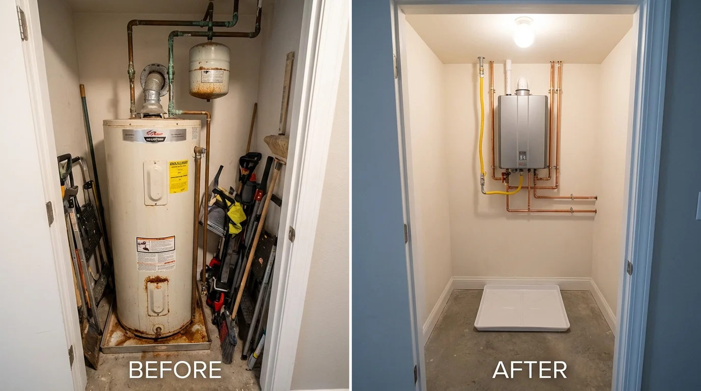 Tank water heater versus wall-mounted tankless unit comparison for Union City, TN homeowners